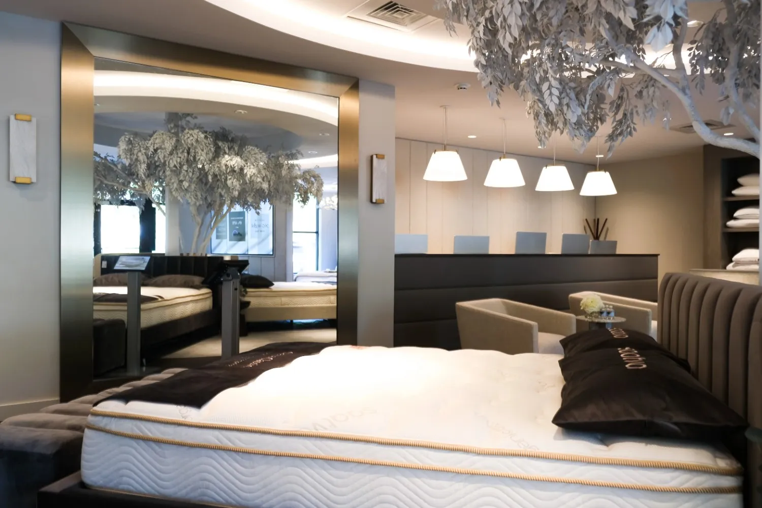 Elegant bedroom featuring a “Saatva Zenhaven Latex Mattress” for an inviting sleep environment